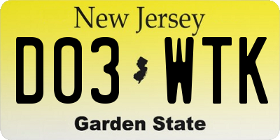 NJ license plate D03WTK