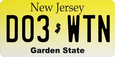 NJ license plate D03WTN
