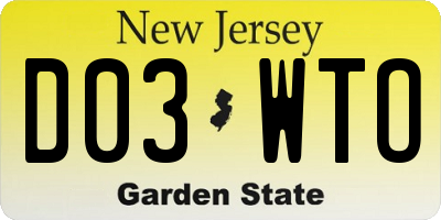 NJ license plate D03WTO