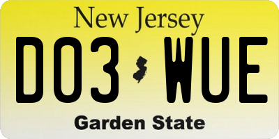 NJ license plate D03WUE