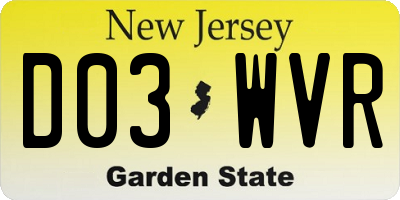 NJ license plate D03WVR