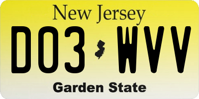 NJ license plate D03WVV