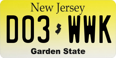 NJ license plate D03WWK