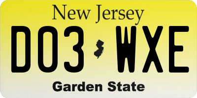 NJ license plate D03WXE