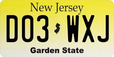 NJ license plate D03WXJ