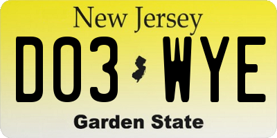 NJ license plate D03WYE