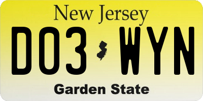 NJ license plate D03WYN