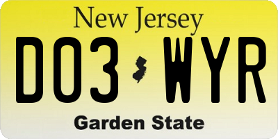 NJ license plate D03WYR
