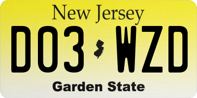 NJ license plate D03WZD