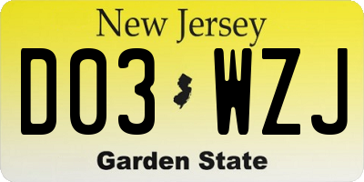 NJ license plate D03WZJ