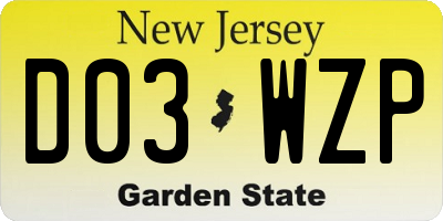 NJ license plate D03WZP