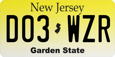 NJ license plate D03WZR