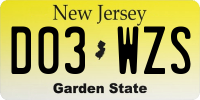 NJ license plate D03WZS