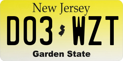 NJ license plate D03WZT
