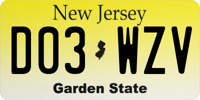 NJ license plate D03WZV