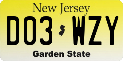 NJ license plate D03WZY
