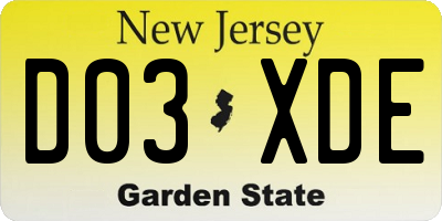 NJ license plate D03XDE