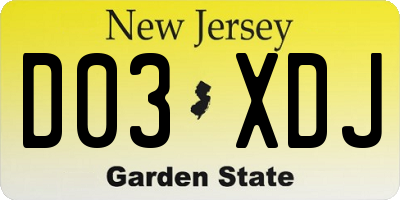 NJ license plate D03XDJ