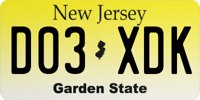 NJ license plate D03XDK