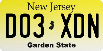 NJ license plate D03XDN