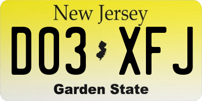 NJ license plate D03XFJ