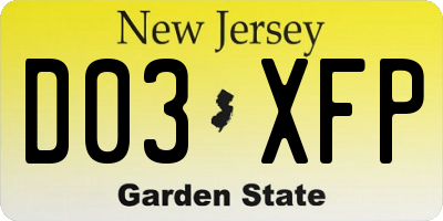 NJ license plate D03XFP