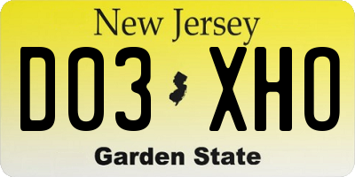 NJ license plate D03XHO