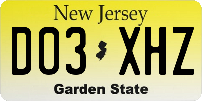 NJ license plate D03XHZ