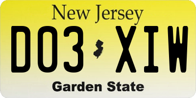 NJ license plate D03XIW