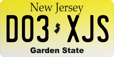 NJ license plate D03XJS