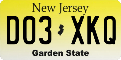 NJ license plate D03XKQ