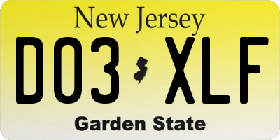 NJ license plate D03XLF