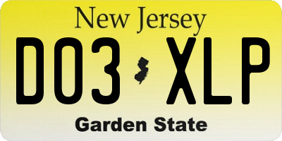 NJ license plate D03XLP