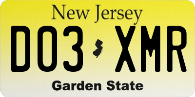 NJ license plate D03XMR
