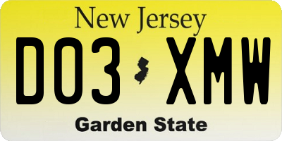 NJ license plate D03XMW