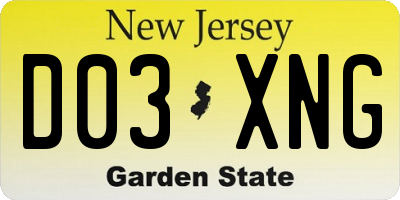 NJ license plate D03XNG