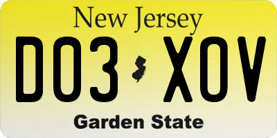 NJ license plate D03XOV