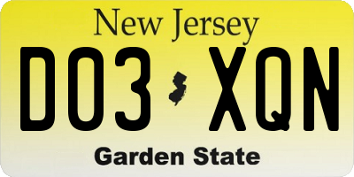 NJ license plate D03XQN