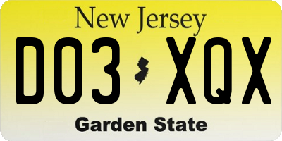 NJ license plate D03XQX