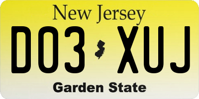 NJ license plate D03XUJ