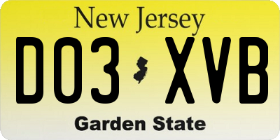 NJ license plate D03XVB