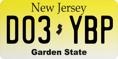 NJ license plate D03YBP