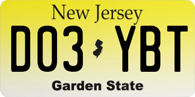 NJ license plate D03YBT