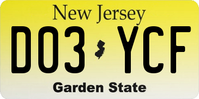NJ license plate D03YCF