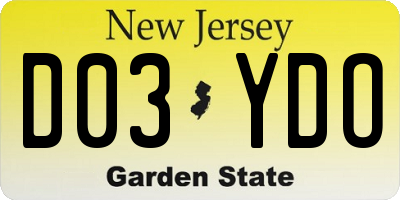 NJ license plate D03YDO