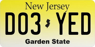NJ license plate D03YED