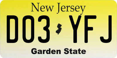 NJ license plate D03YFJ