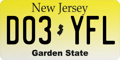 NJ license plate D03YFL