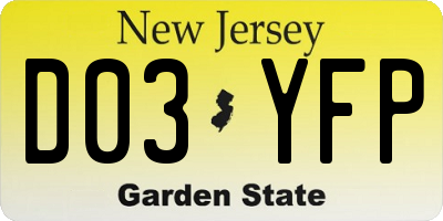 NJ license plate D03YFP