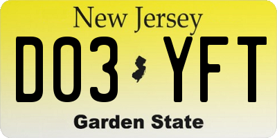 NJ license plate D03YFT